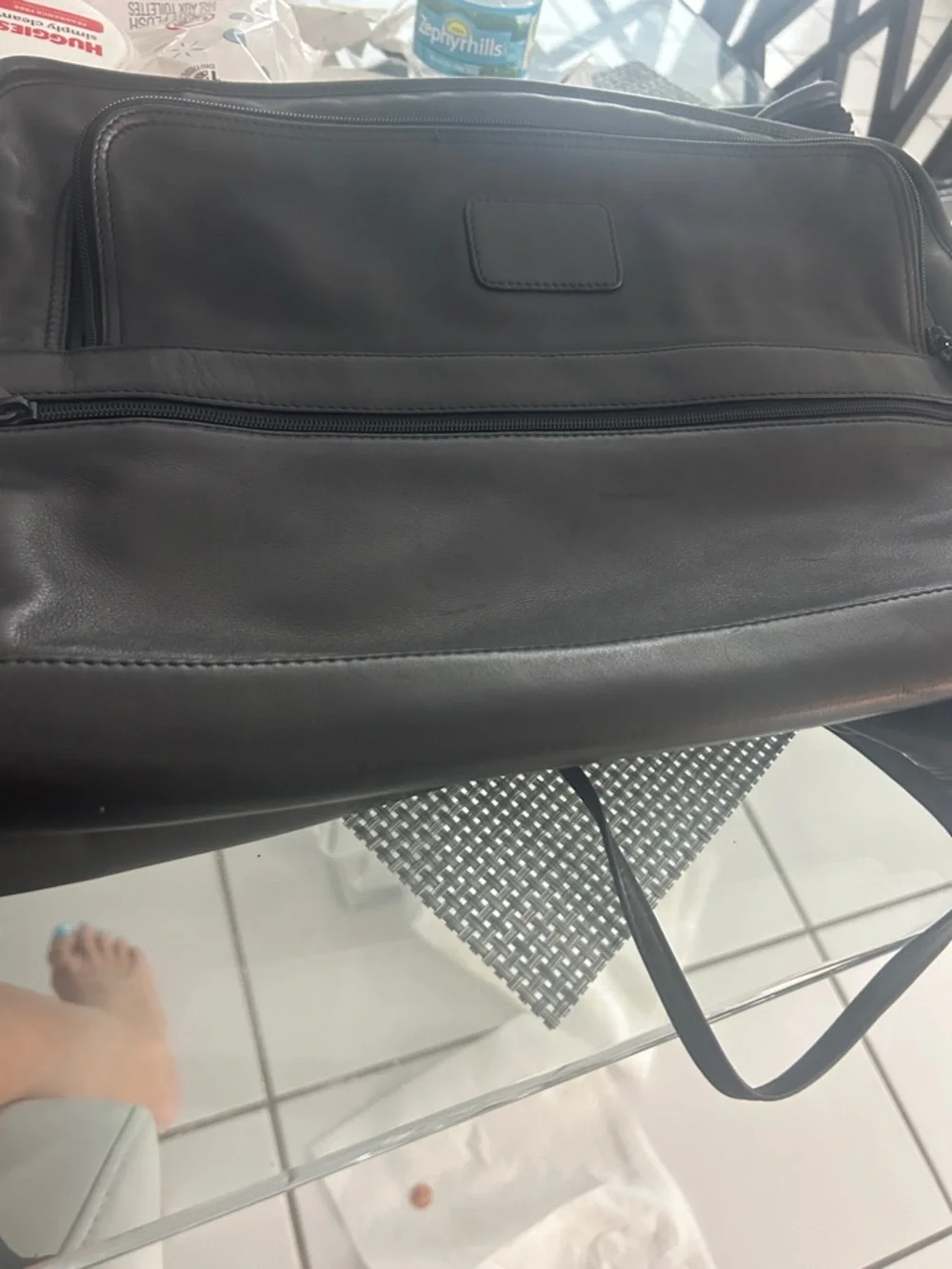 Tumi Black Leather Laptop Briefcase with Front Organizer
